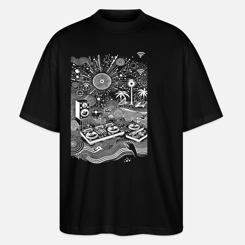 Kosmischer DJ Beach Vibes - Stanley/Stella Oversized Unisex Bio T-Shirt Blaster 2.0 - Schwarz