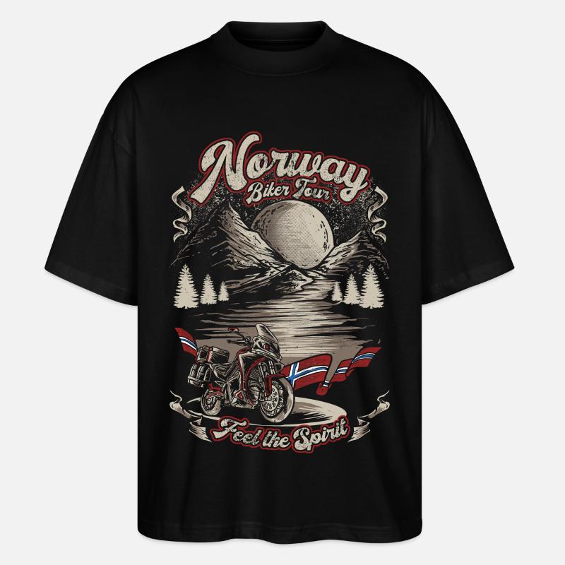 NORWAY BIKER TOUR - Stanley/Stella Oversized Unisex Bio T-Shirt Blaster 2.0 - Schwarz