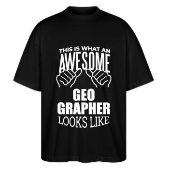 géographie - T-shirt bio Blaster 2.0 coupe oversize Stanley/Stella Unisexe - noir - Devant - Alina (178cm) & Michal (187cm)