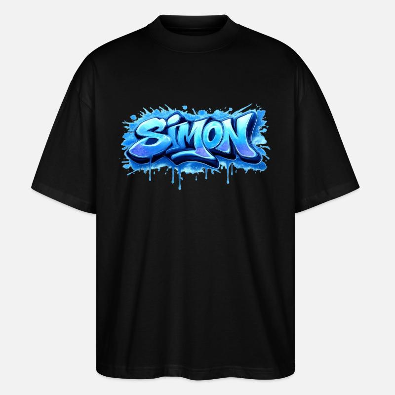 Graffiti SIMON Name Geschenk Ideal druckbar - Stanley/Stella Oversized Unisex Bio T-Shirt Blaster 2.0 - Schwarz