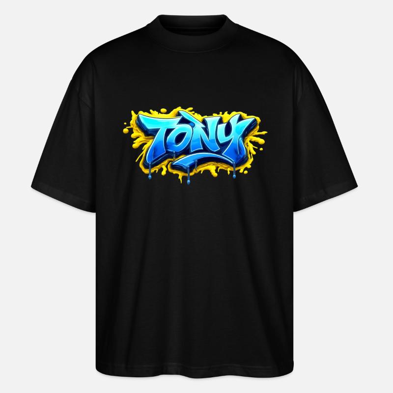 GRAFFITI NAME TONY  FOR  PERFECT GIFT PRINTABLE  - T-shirt bio Blaster 2.0 coupe oversize Stanley/Stella Unisexe - noir