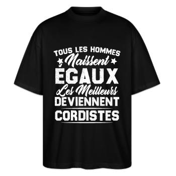 Les Meilleurs Hommes Deviennent Cordistes - T-shirt bio Blaster 2.0 coupe oversize Stanley/Stella Unisexe - noir - Devant - Alina (178cm) & Michal (187cm)
