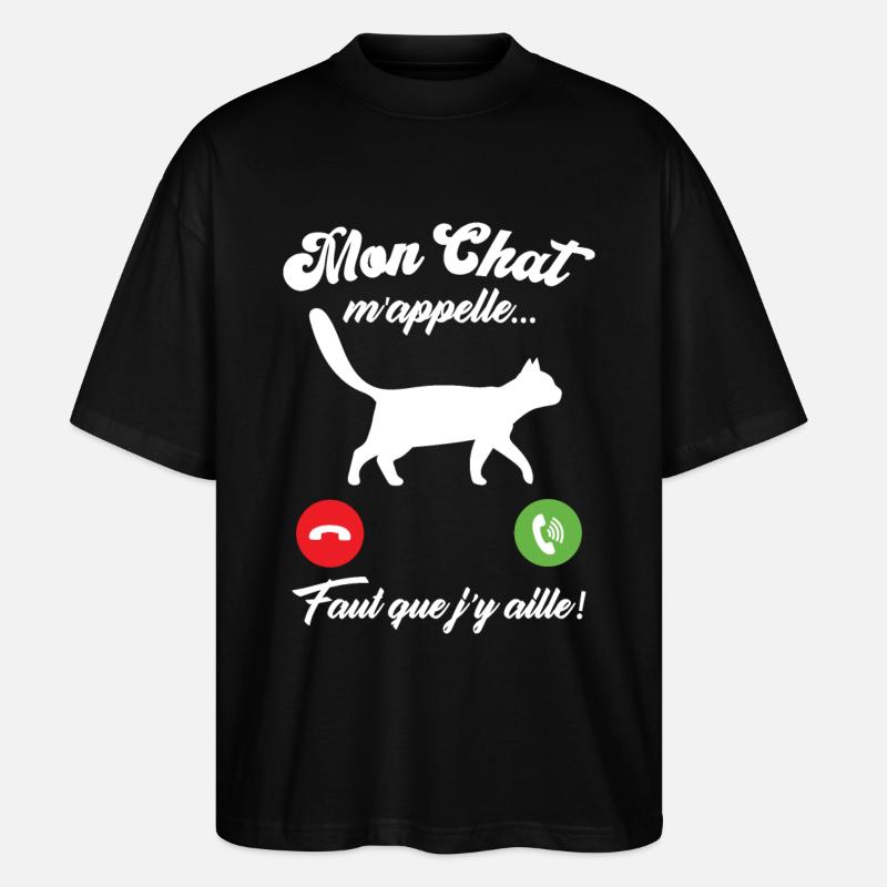 Mon chat m'appelle - T-shirt bio Blaster 2.0 coupe oversize Stanley/Stella Unisexe - noir