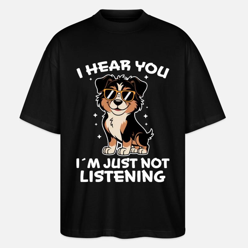 Australian Shepherd Lustiges Aussie Geschenk - Stanley/Stella Oversized Unisex Bio T-Shirt Blaster 2.0 - Schwarz