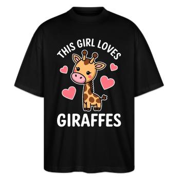 Girafe disant girafe Drôle de girafe Cadeau - T-shirt bio Blaster 2.0 coupe oversize Stanley/Stella Unisexe - noir - Devant - Alina (178cm) & Michal (187cm)