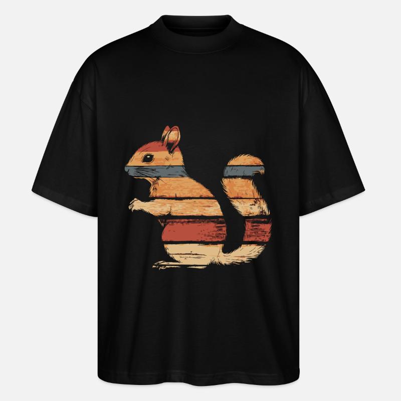 Écureuil millésime automne - T-shirt bio Blaster 2.0 coupe oversize Stanley/Stella Unisexe - noir