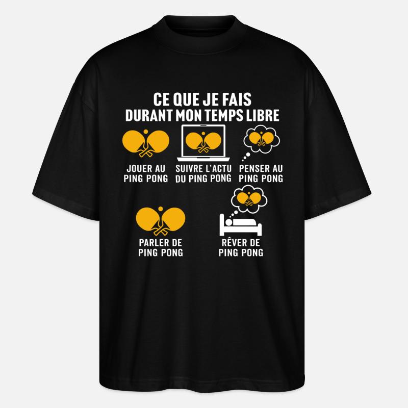 Jouer au Ping Pong - T-shirt bio Blaster 2.0 coupe oversize Stanley/Stella Unisexe - noir