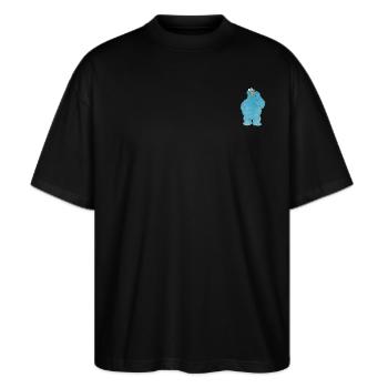 Sesame Street Little Cookie Monster - Stanley/Stella Oversized Unisex Organic T-shirt Blaster 2.0 - black - Front - Alina (178cm) & Michal (187cm)