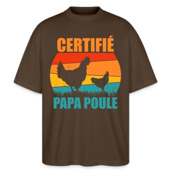 Best Dad | Certified Daddy Hen - Stanley/Stella Oversized Unisex Organic T-shirt Blaster 2.0 - mocha - Front - Alina (178cm) & Michal (187cm)