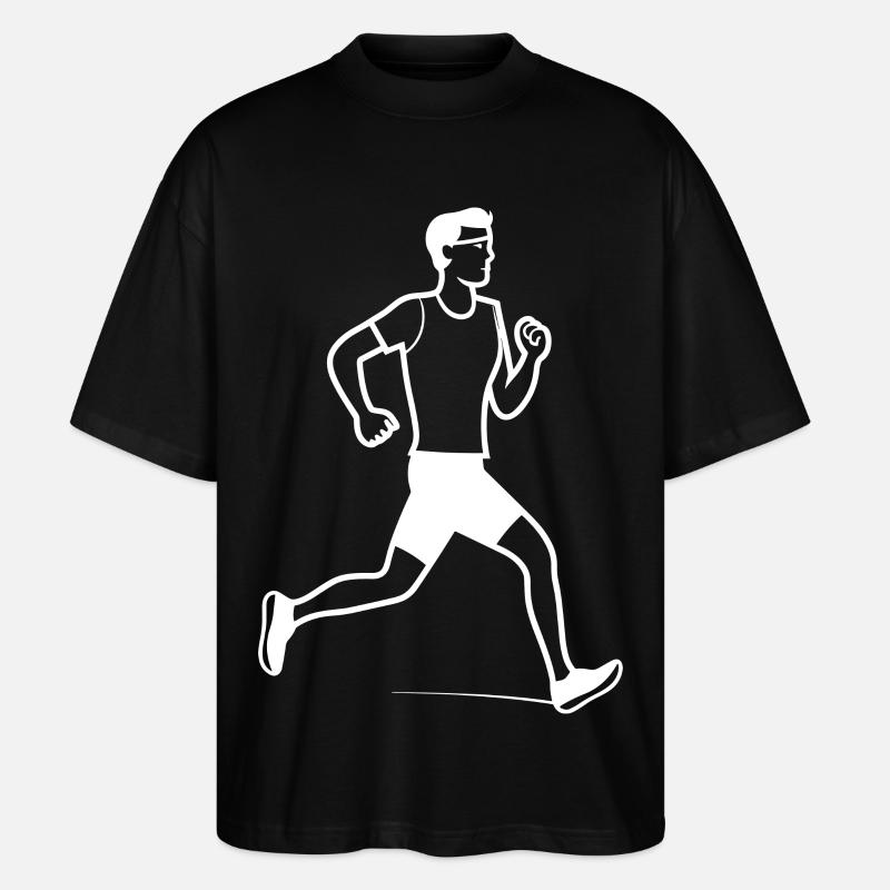 Läufer Junge Strichzeichnung - Stanley/Stella Oversized Unisex Bio T-Shirt Blaster 2.0 - Schwarz