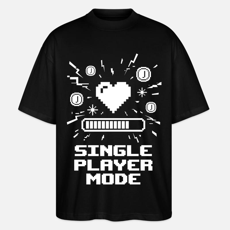 Single Player Mode Gamer Herz - Stanley/Stella Oversized Unisex Bio T-Shirt Blaster 2.0 - Schwarz