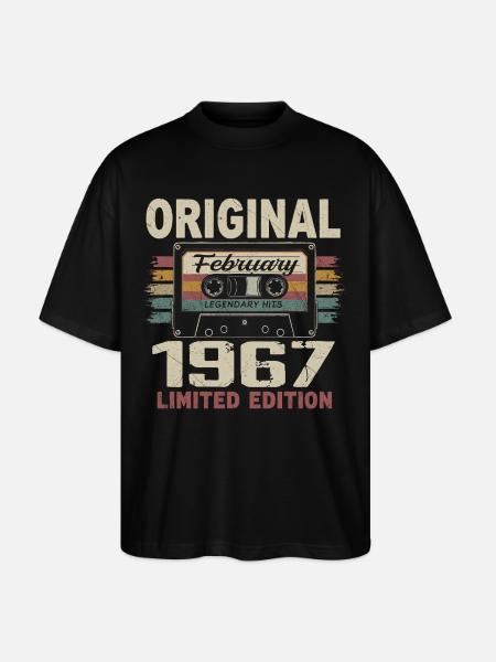 February 1967, February 1967 Birthday Gift - Stanley/Stella Oversized Unisex Organic T-shirt Blaster 2.0 - black