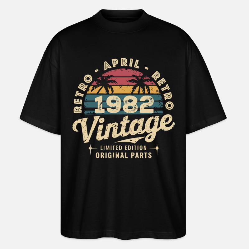 Avril 1982 – April 1982 - Stanley/Stella Oversized Unisex Bio T-Shirt Blaster 2.0 - Schwarz