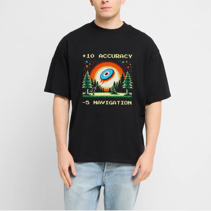 +10 Accuracy | Disc Golf Technique Flight Path Objectives Stanley/Stella Oversized Unisex Organic T-shirt Blaster 2.0