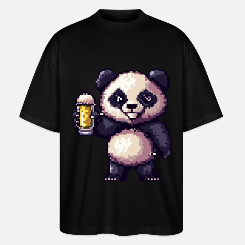 Bière Panda Pixel - T-shirt bio Blaster 2.0 coupe oversize Stanley/Stella Unisexe - noir