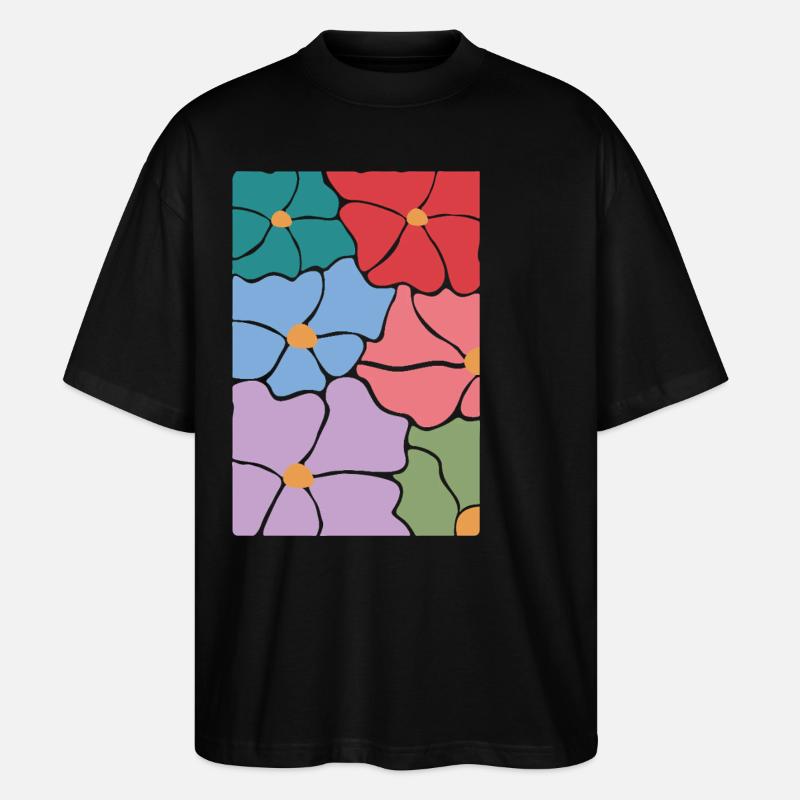 Fleurs de flore bohème - T-shirt bio Blaster 2.0 coupe oversize Stanley/Stella Unisexe - noir