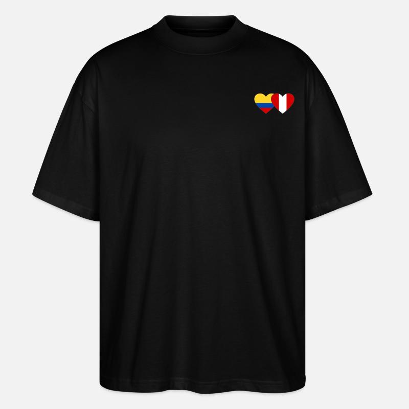Colombie Pérou Drapeau Coeur - T-shirt bio Blaster 2.0 coupe oversize Stanley/Stella Unisexe - noir