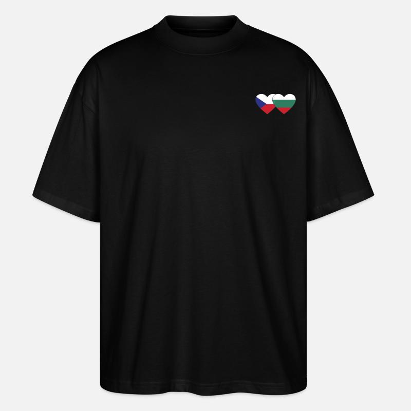 République tchèque Bulgarie Drapeau Coeur - T-shirt bio Blaster 2.0 coupe oversize Stanley/Stella Unisexe - noir