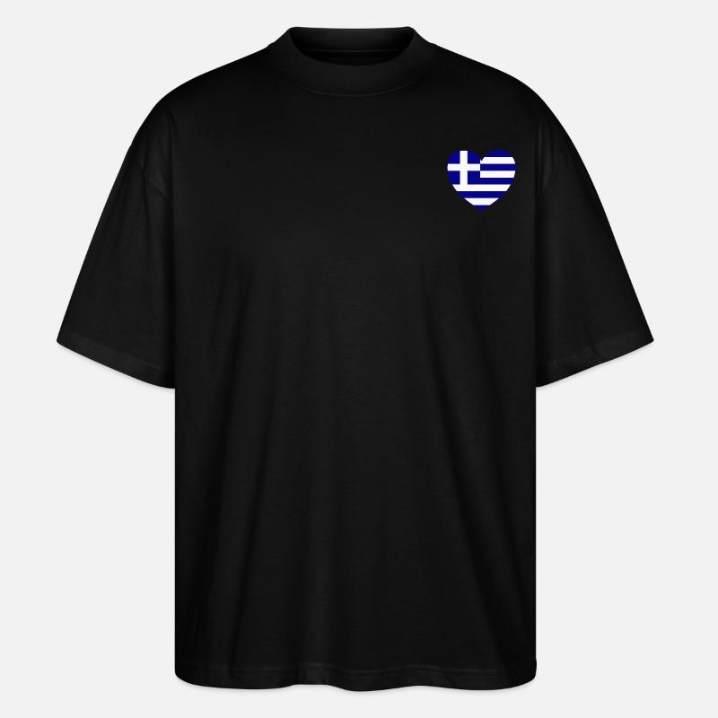 Grèce Drapeau Coeur de Hellas - T-shirt bio Blaster 2.0 coupe oversize Stanley/Stella Unisexe - noir