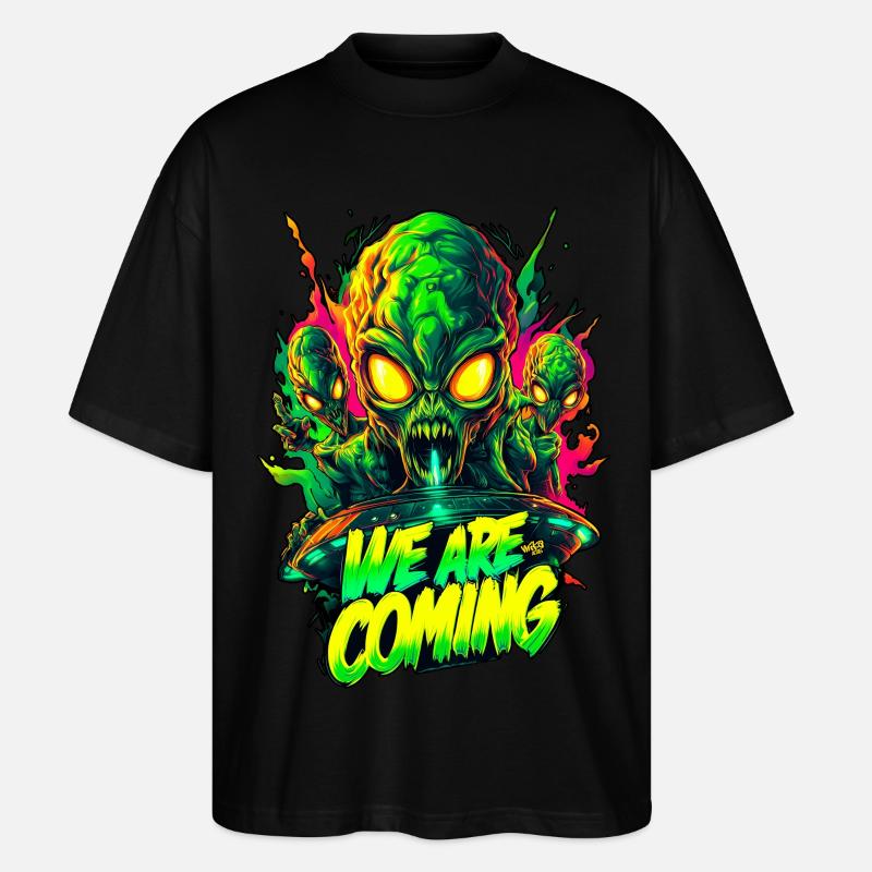 We are comming Aliens - Stanley/Stella Oversized Unisex Bio T-Shirt Blaster 2.0 - Schwarz