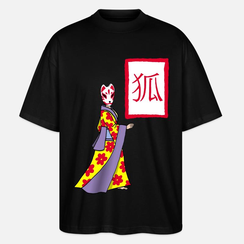 Fox Kitsune Manga - Stanley/Stella Oversized Unisex Bio T-Shirt Blaster 2.0 - Schwarz