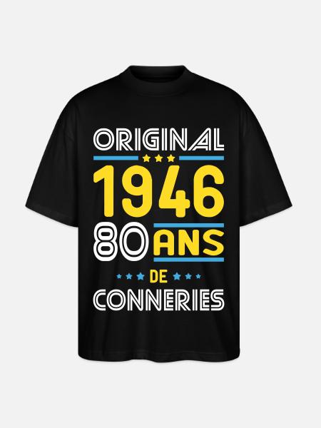 Original – 1946 – 80 Jahre - Stanley/Stella Oversized Unisex Bio T-Shirt Blaster 2.0 - Schwarz