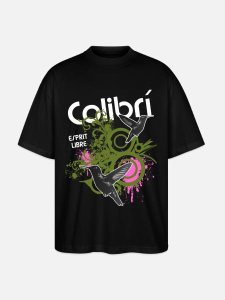 Liberté Colibris Urbains - T-shirt bio Blaster 2.0 coupe oversize Stanley/Stella Unisexe - noir