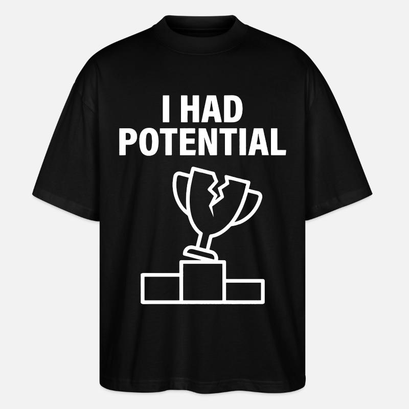 J'avais du Potentiel Humour Sarcastique - T-shirt bio Blaster 2.0 coupe oversize Stanley/Stella Unisexe - noir