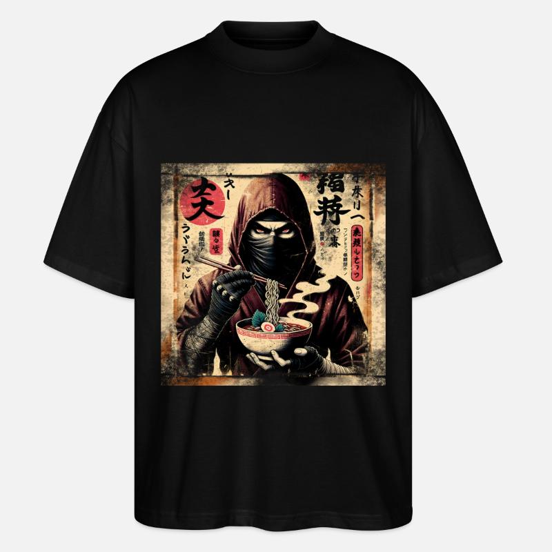 Ramen Ninja Grunge Style d’affiche - T-shirt bio Blaster 2.0 coupe oversize Stanley/Stella Unisexe - noir