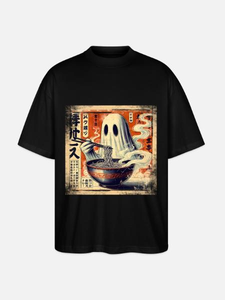 Ramen Ghost Grunge Poster Style - Stanley/Stella Oversized Unisex Organic T-shirt Blaster 2.0 - black