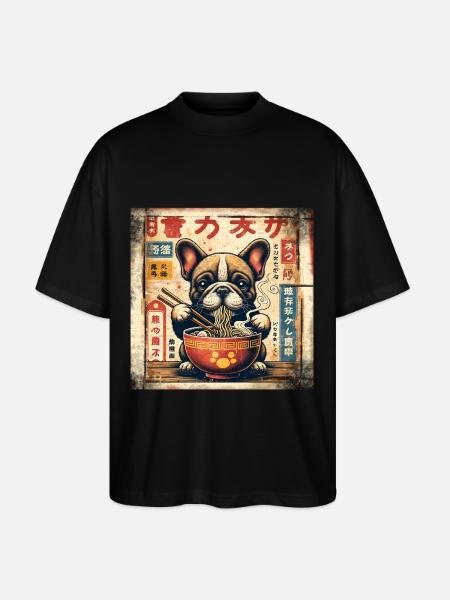 French Bulldog Ramen - Stanley/Stella Oversized Unisex Organic T-shirt Blaster 2.0 - black