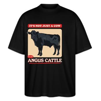 Aberdeenrind Aberdeen Angus Angusrind Geschenk - Stanley/Stella Oversized Unisex Bio T-Shirt Blaster 2.0 - Schwarz - Vorne - Alina (178cm) & Michal (187cm)