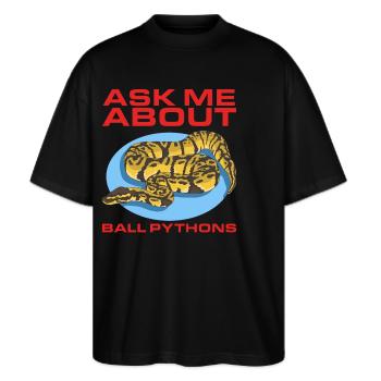 Königspython Python Schlange Geschenke - Stanley/Stella Oversized Unisex Bio T-Shirt Blaster 2.0 - Schwarz - Vorne - Alina (178cm) & Michal (187cm)