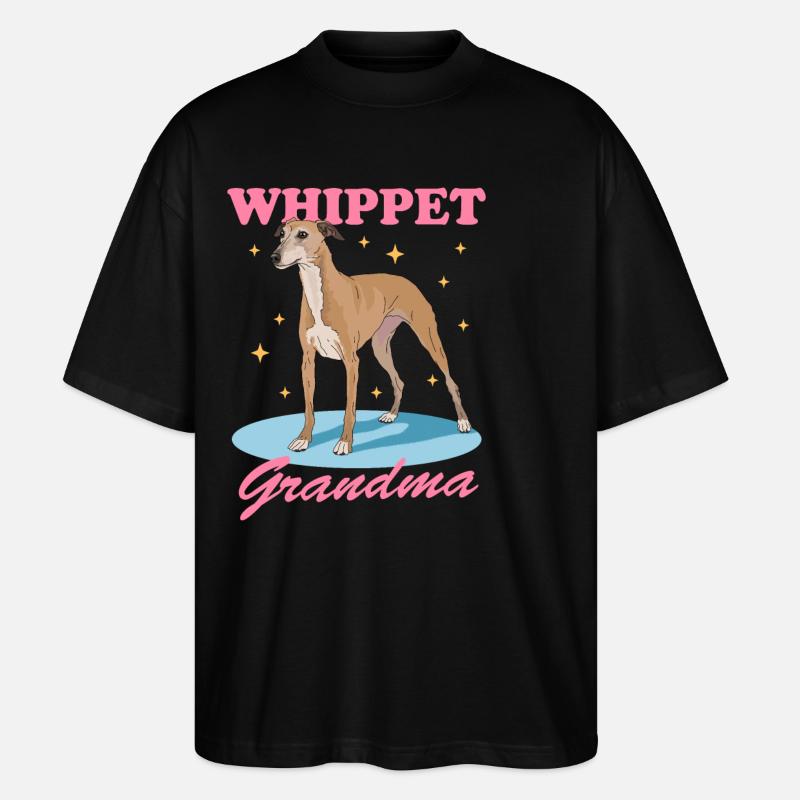 Whippet Granny English Greyhound Gift - Stanley/Stella Oversized Unisex Organic T-shirt Blaster 2.0 - black