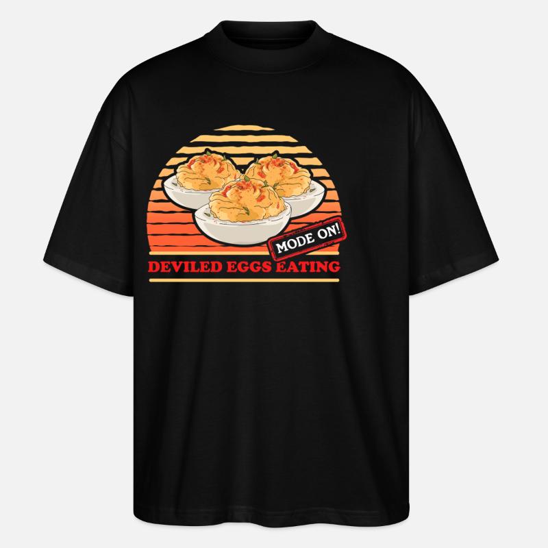 Deviled Eggs Gefüllte Eier Geschenk - Stanley/Stella Oversized Unisex Bio T-Shirt Blaster 2.0 - Schwarz
