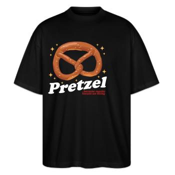 Brezel Brezeln Brezelliebhaber Geschenk - Stanley/Stella Oversized Unisex Bio T-Shirt Blaster 2.0 - Schwarz - Vorne - Alina (178cm) & Michal (187cm)