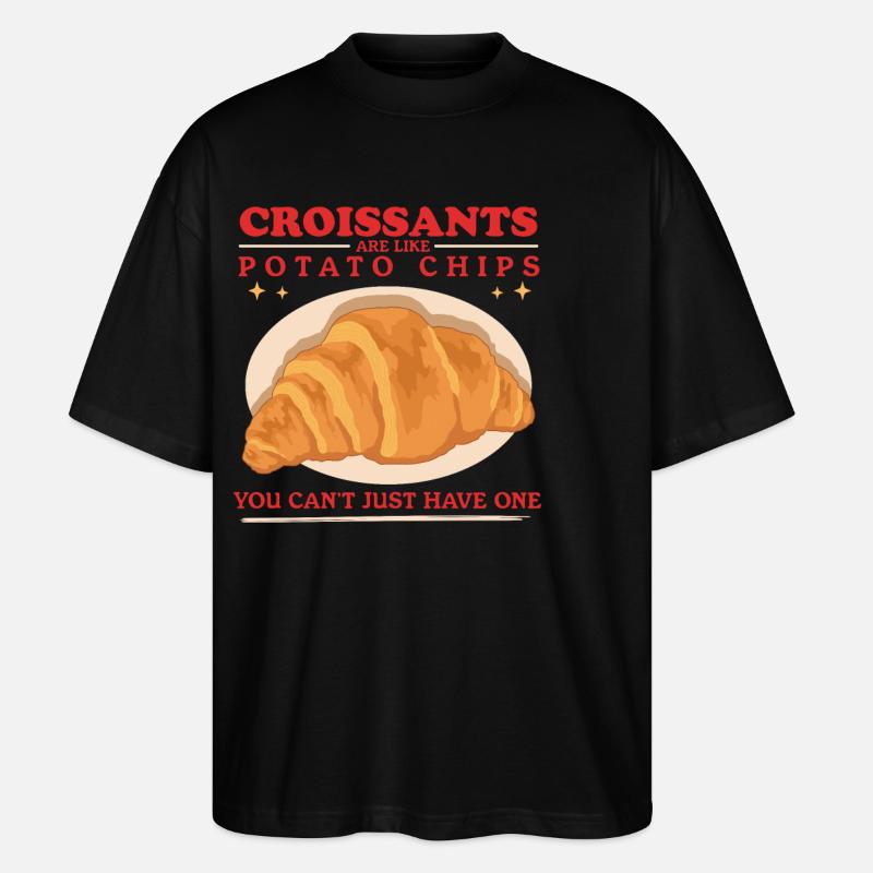 Croissant Hörnchen Gipfeli Beugel Geschenk - Stanley/Stella Oversized Unisex Bio T-Shirt Blaster 2.0 - Schwarz