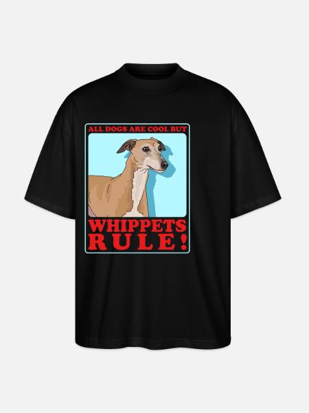 Whippet Small English Greyhound Gift - Stanley/Stella Oversized Unisex Organic T-shirt Blaster 2.0 - black