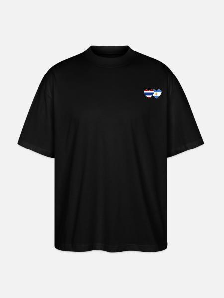 Thailand Argentina flag heart - Stanley/Stella Oversized Unisex Organic T-shirt Blaster 2.0 - black