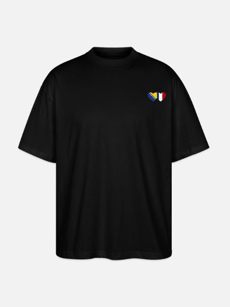 Bosnien Frankrike Flagga Hjärta - Ekologisk Oversized T-shirt Unisex Stanley/Stella Blaster 2.0 - svart