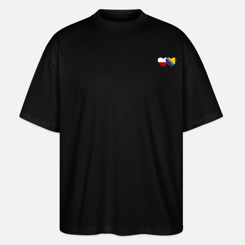 Pologne Bosnie Drapeau Coeur - T-shirt bio Blaster 2.0 coupe oversize Stanley/Stella Unisexe - noir