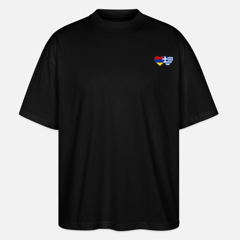 Arménie Grèce Drapeau Coeur - T-shirt bio Blaster 2.0 coupe oversize Stanley/Stella Unisexe - noir