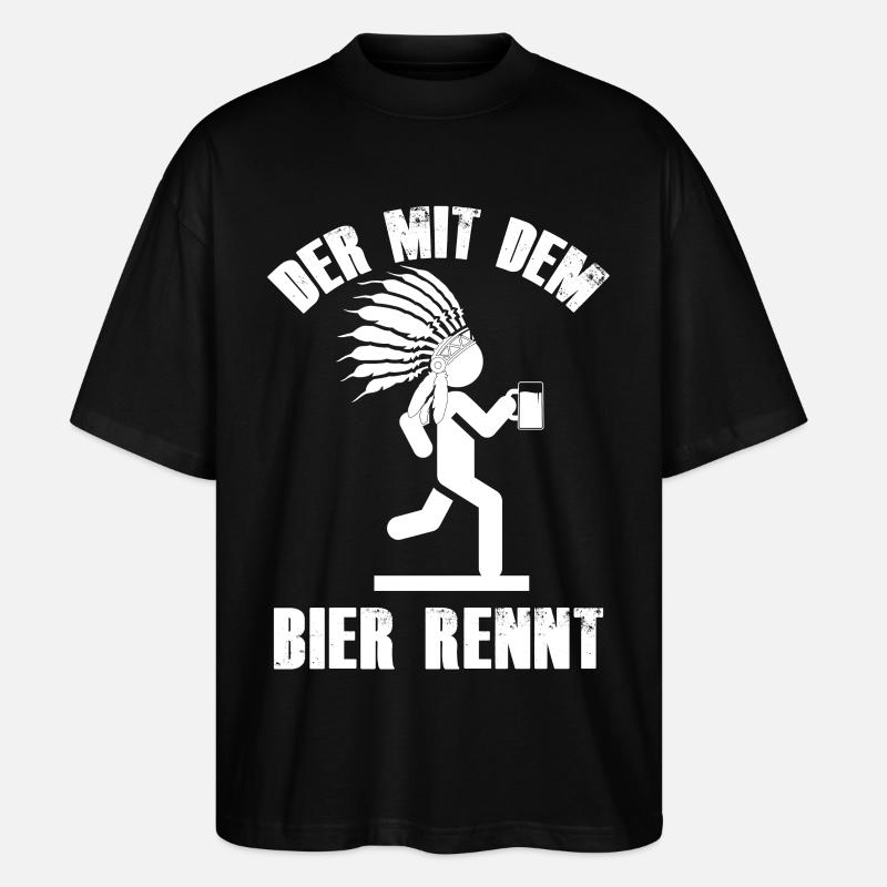 Der mit dem Bier rennt - Stanley/Stella Oversized Unisex Bio T-Shirt Blaster 2.0 - Schwarz
