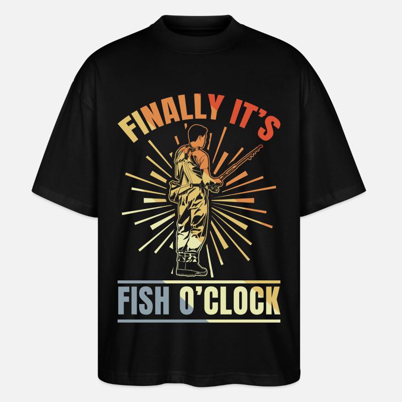 Finally It's Fish Clock - Stanley/Stella Oversized Unisex Organic T-shirt Blaster 2.0 - black