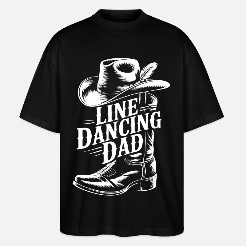 Linedancing Dad Cowboy Motif - Stanley/Stella Oversized Unisex Organic T-shirt Blaster 2.0 - black