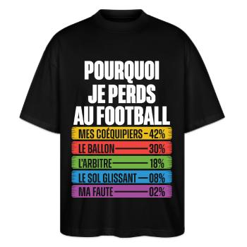 Les Raisons Drôles de Perdre Humour Coach Football - T-shirt bio Blaster 2.0 coupe oversize Stanley/Stella Unisexe - noir - Devant - Alina (178cm) & Michal (187cm)