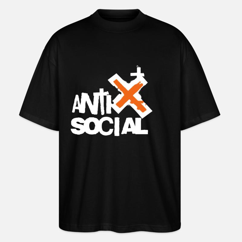 Logo d’art de rue antisocial - T-shirt bio Blaster 2.0 coupe oversize Stanley/Stella Unisexe - noir