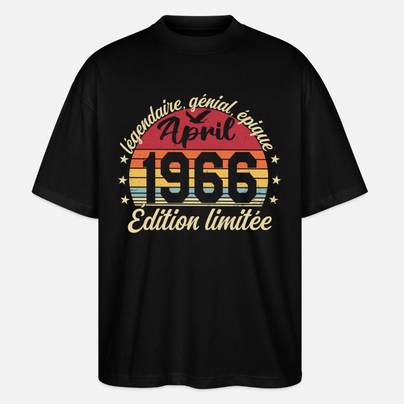 1966 avril Anniversaire avril 1966 - T-shirt bio Blaster 2.0 coupe oversize Stanley/Stella Unisexe - noir