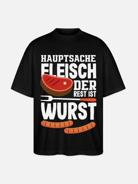 Grillmeister Geschenk Fleisch Wurst & Bier - Stanley/Stella Oversized Unisex Bio T-Shirt Blaster 2.0 - Schwarz