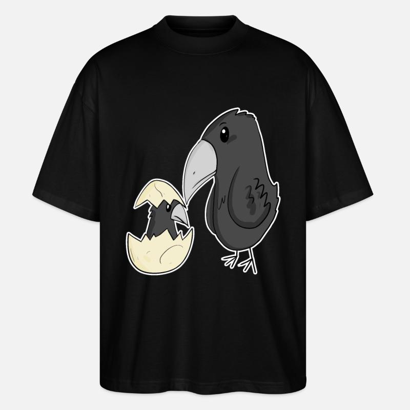 Krähe mit Baby Krähe - Stanley/Stella Oversized Unisex Bio T-Shirt Blaster 2.0 - Schwarz